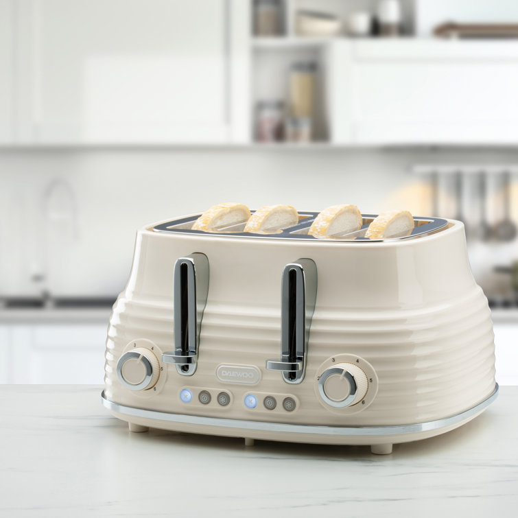 Daewoo Sienna 4 Slice Toaster With High Lift Handle Cream Wayfair.co.uk